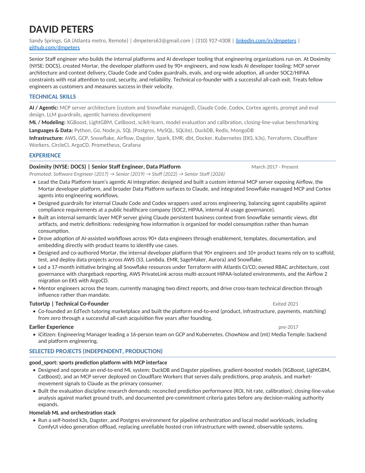David Peters resume